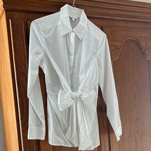 CAbi White Tie-Front Dress Shirt